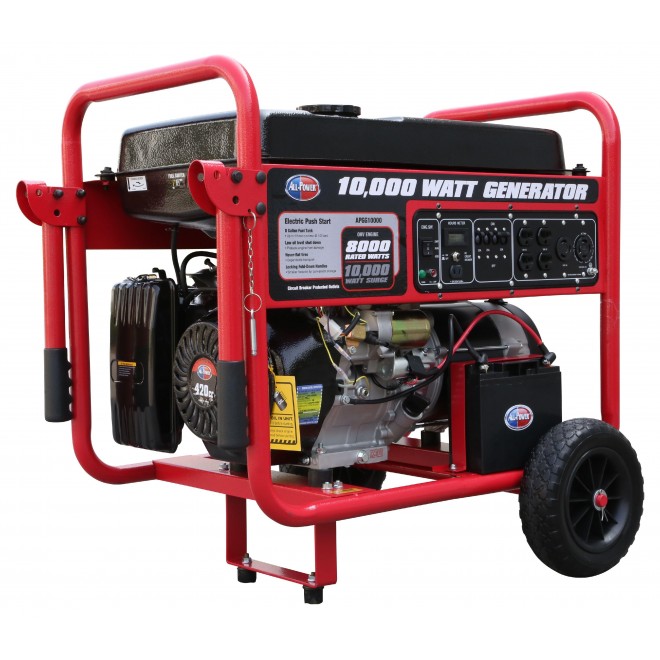 All Power 10000 Watt Generator APGG10000, 10000W  Portable Generator with Electric Start for Home Emergency Power Backup, RV Standby, Storm Hurricane Damage Restoration, EPA Certified