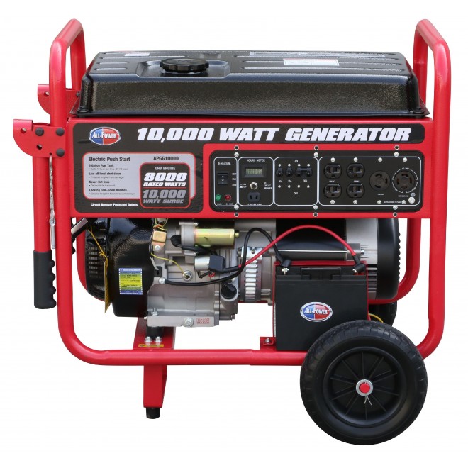 All Power 10000 Watt Generator APGG10000, 10000W  Portable Generator with Electric Start for Home Emergency Power Backup, RV Standby, Storm Hurricane Damage Restoration, EPA Certified