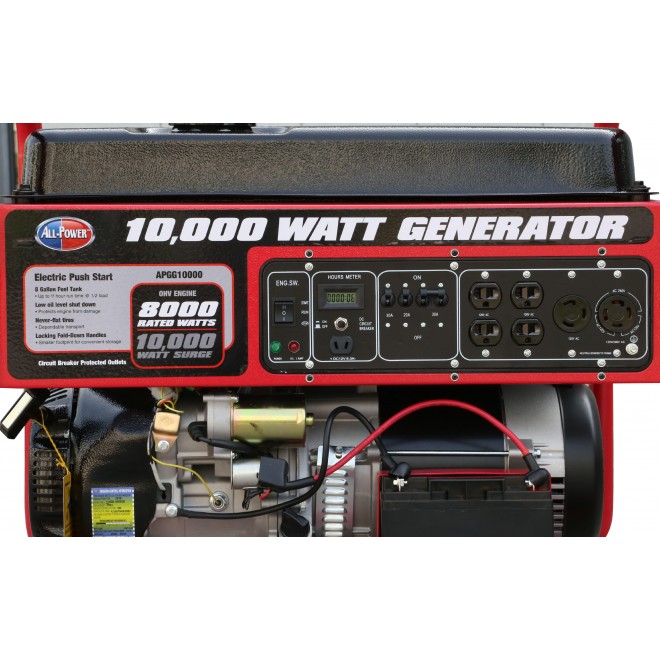All Power 10000 Watt Generator APGG10000, 10000W  Portable Generator with Electric Start for Home Emergency Power Backup, RV Standby, Storm Hurricane Damage Restoration, EPA Certified