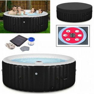 Inflatable Hot Tub Portable Spa 4 Person Massage Tubs Pool Heated Bubble Black Inflatable Hot Tub Portable Spa 4 Person Massage Tubs Pool Heated Bubble Black