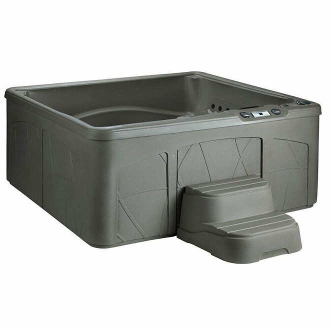LifeSmart 2 Step Non Slip Rectangle Square Spa Hot Tub Straight Steps, Taupe