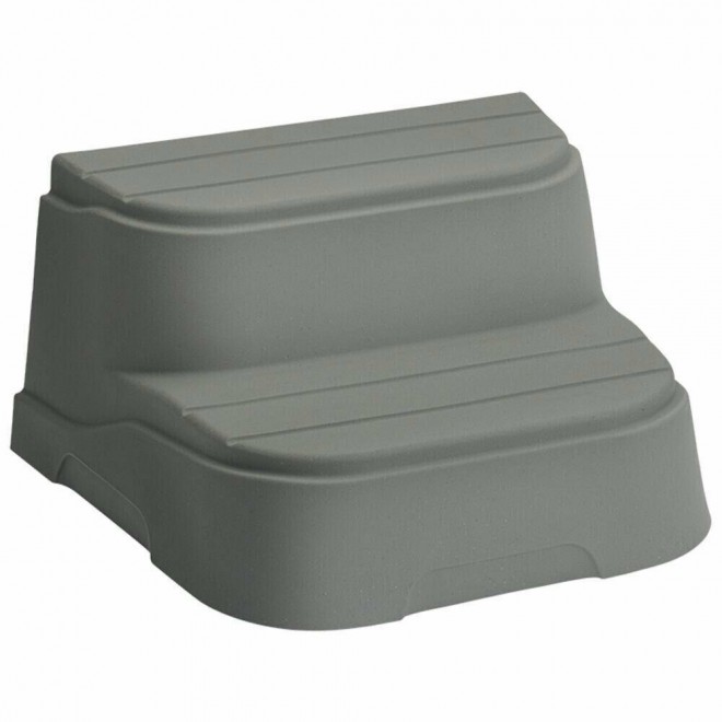 LifeSmart 2 Step Non Slip Rectangle Square Spa Hot Tub Straight Steps, Taupe