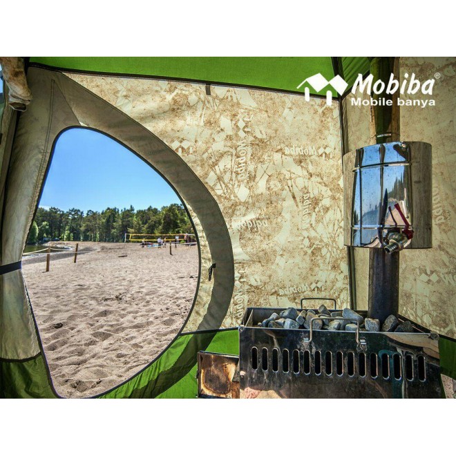 Mobiba Portable Mobile SPA-Sauna MB-104 (4-8 pers.)  + Wood Heater-Stove Mediana