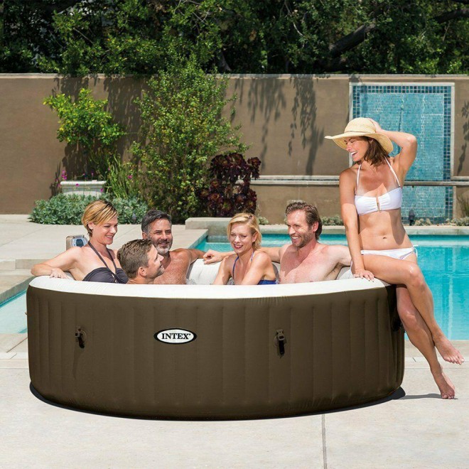 Intex 28407VM Pure Spa Portable Inflatable Massage Heated Hot Tub for 6 Person