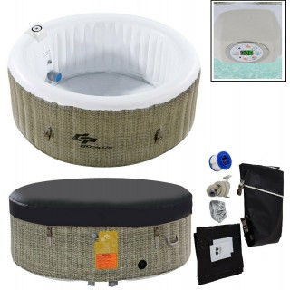 Portable Hot Tub 4 Person Inflatable Pool Outdoor Spa Hottub Massage Tub w Cover