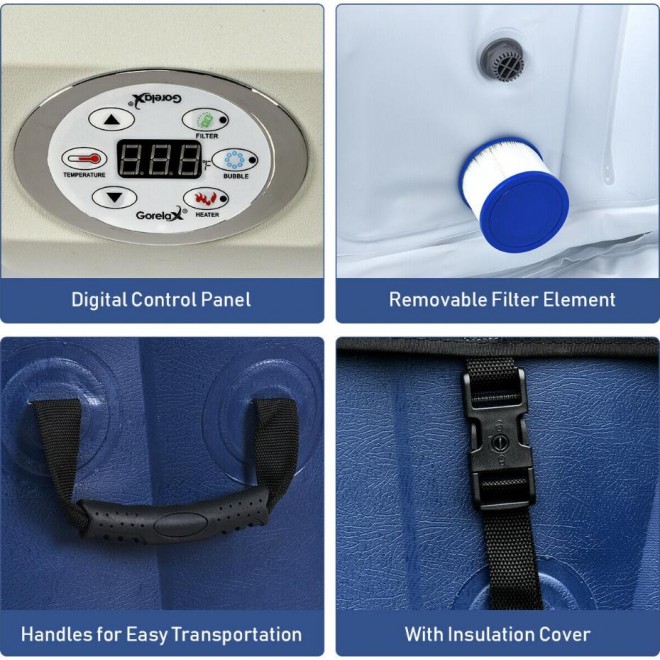 6 Person Hot Tubs And Spas Jacuzzi Blow Up Inflatable Portable Outdoor Massage