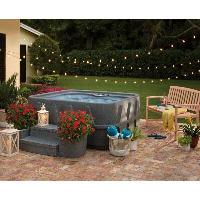 Graystone Deluxe Storage Spa Step with Planters Boxes Hot Tub Outdoor Furniture