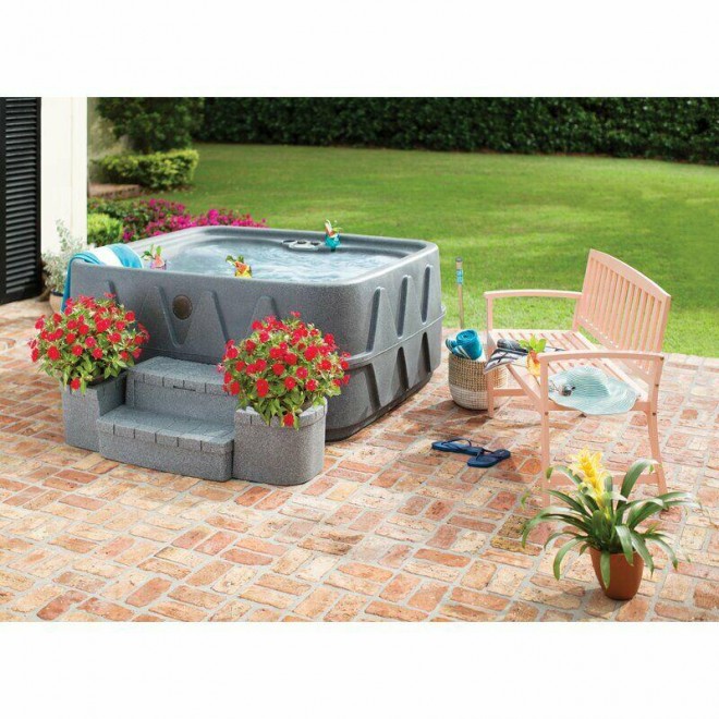Graystone Deluxe Storage Spa Step with Planters Boxes Hot Tub Outdoor Furniture