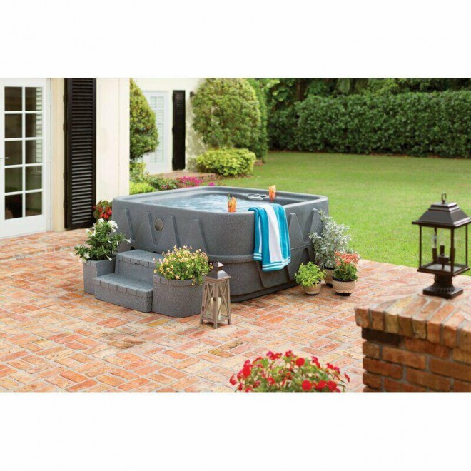 Graystone Deluxe Storage Spa Step with Planters Boxes Hot Tub Outdoor Furniture
