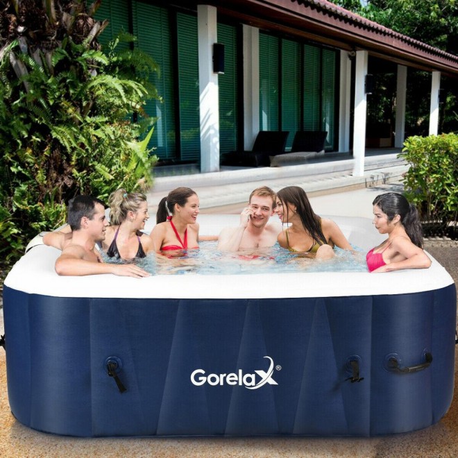 6-Person Automatic Inflatable Hot Tub Heated Bubble Portable Outdoor Spa Massage