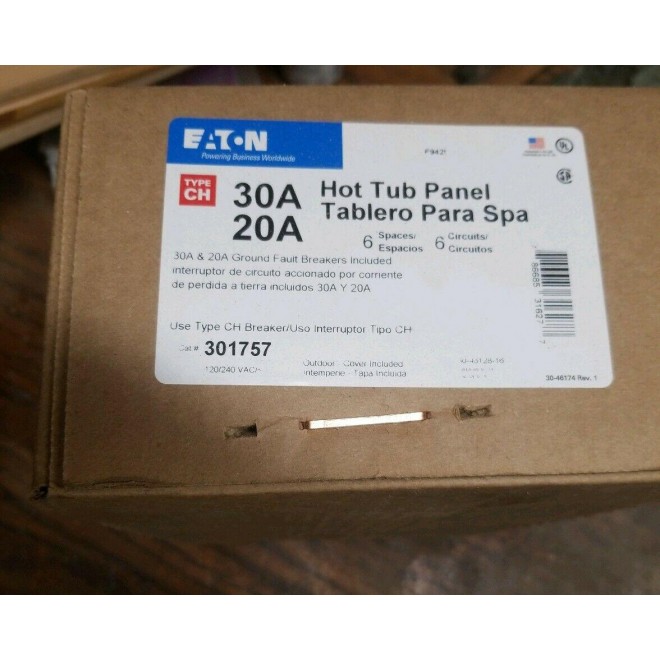 WATKINS EATON 301755 HOT TUB SPA SPRINGS 230V 50a (20a & 30a) GFCI Sub Panel
