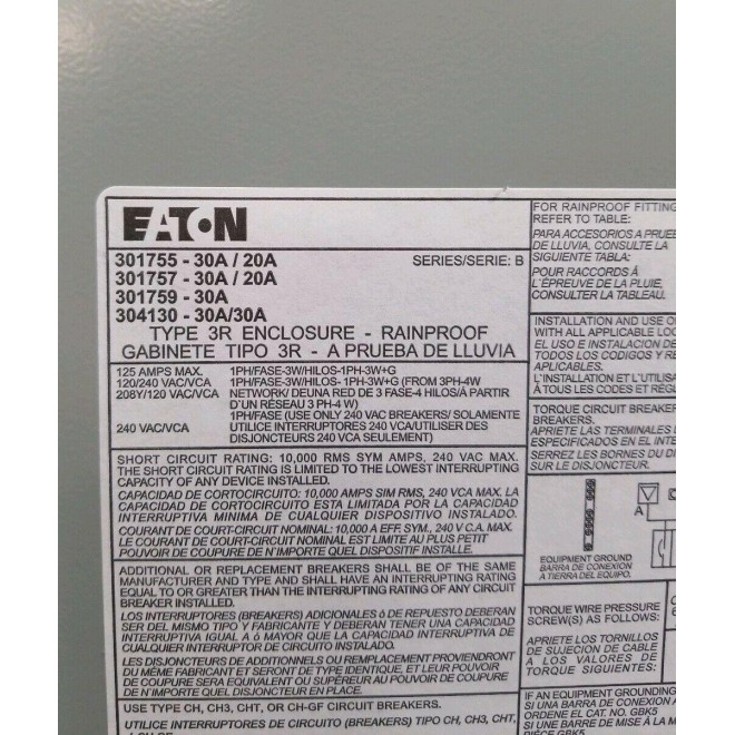 WATKINS EATON 301755 HOT TUB SPA SPRINGS 230V 50a (20a & 30a) GFCI Sub Panel