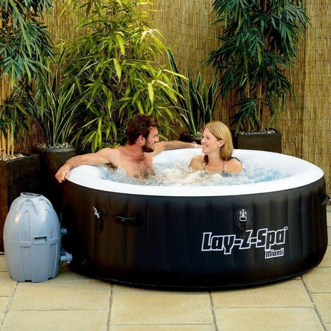 Inflatable Hot Tub Lay Z SPA  4 Person Spas Pool Bubbles And Hot Tubs With Cover