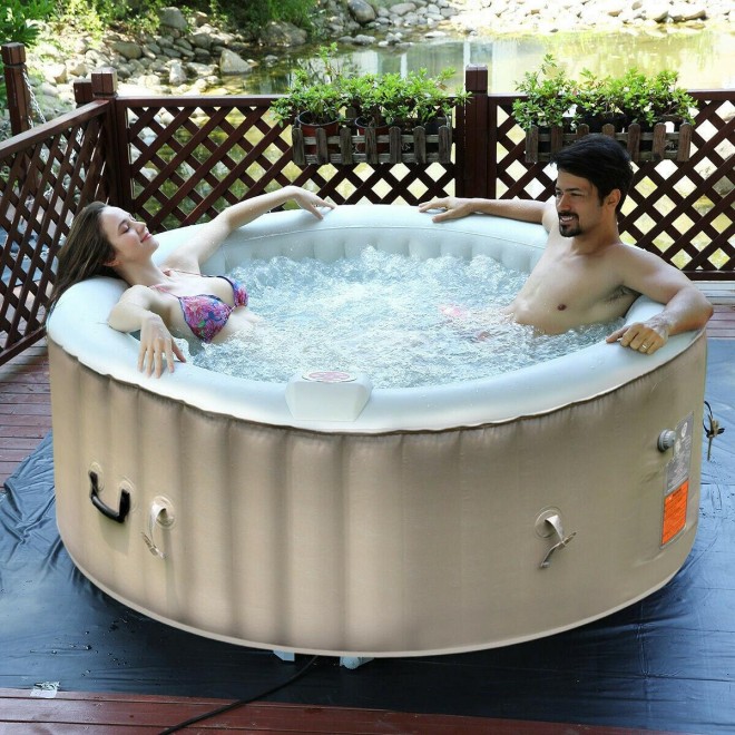 4 Person Folding Portable  PVC Inflatable Bubble Massage Spa Hot Tub Jacuzzi