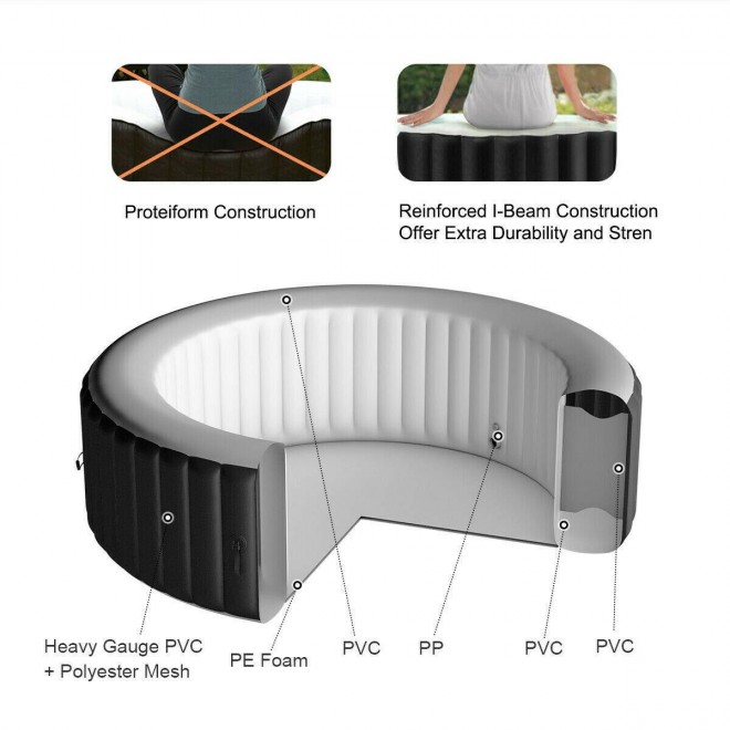 4 Person Folding Portable  PVC Inflatable Bubble Massage Spa Hot Tub Jacuzzi