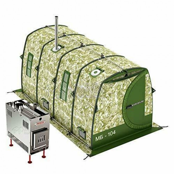 Mobiba Portable Mobile SPA-Sauna MB-104 (4-8 pers.)  + Wood Heater-Stove Mediana