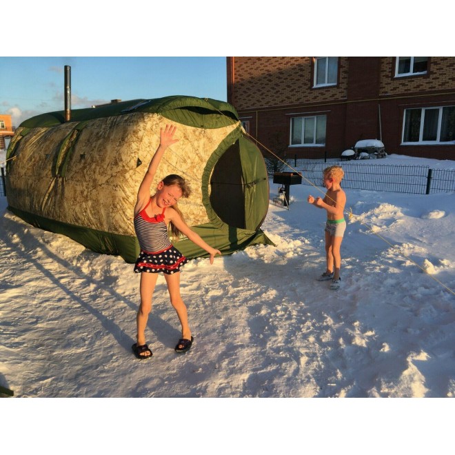 Mobiba Portable Mobile SPA-Sauna MB-104 (4-8 pers.)  + Wood Heater-Stove Mediana