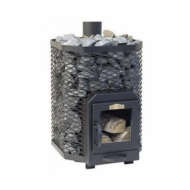 Sauna Wood Burning Stove Square 16 for 8 - 16m3 Steam Room 17kw Without Stones