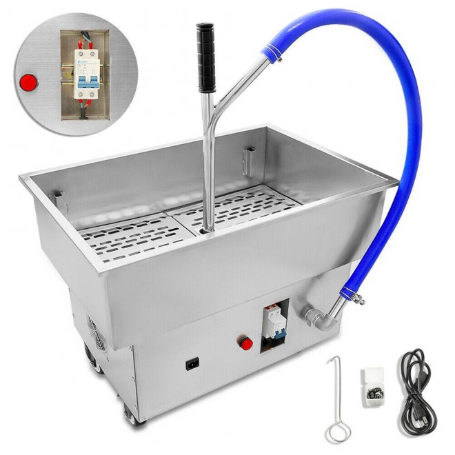 58L 300W Kitchen Fryer Oil Filter Cart Portable Commercial Filtration System