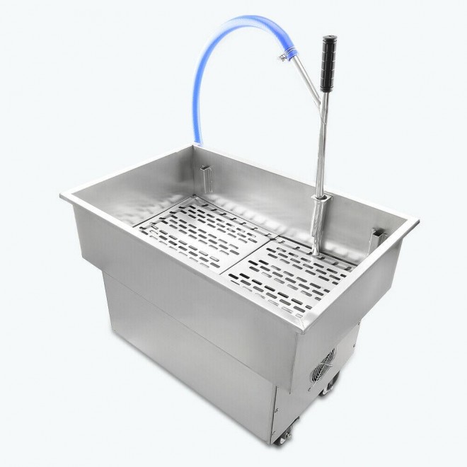 58L 300W Kitchen Fryer Oil Filter Cart Portable Commercial Filtration System