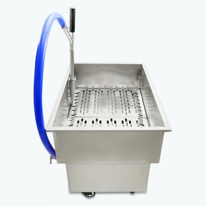 58L 300W Kitchen Fryer Oil Filter Cart Portable Commercial Filtration System