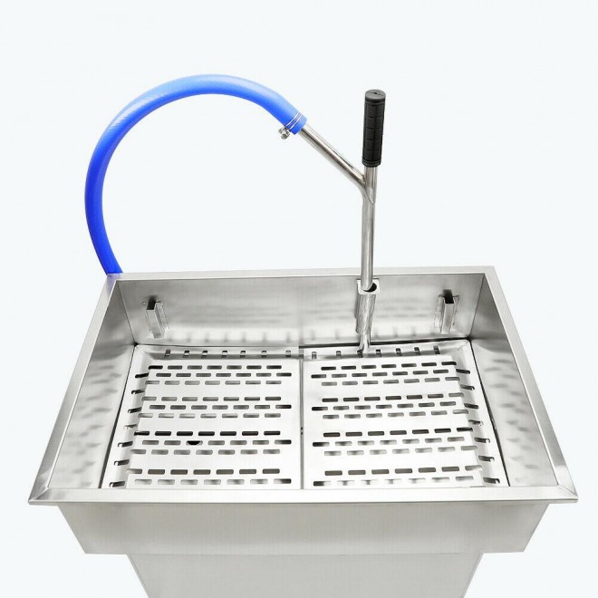 58L 300W Kitchen Fryer Oil Filter Cart Portable Commercial Filtration System