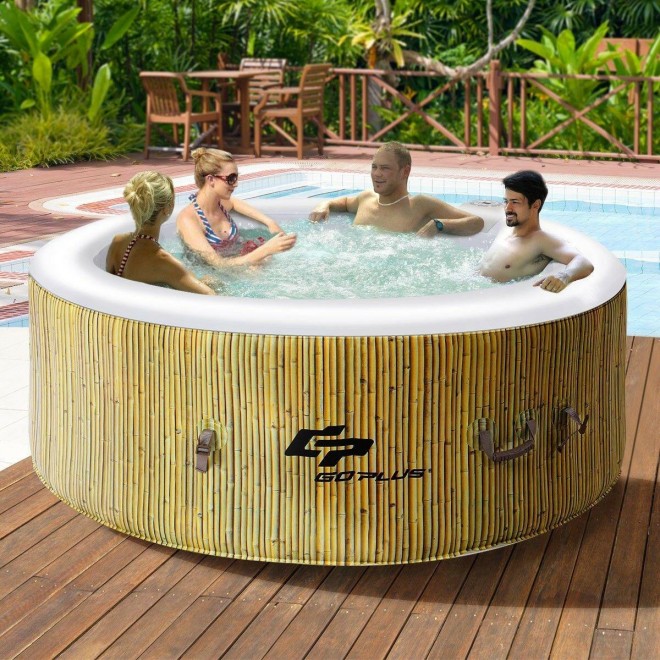 4 Person 210 Gallon 130 AirJet Indoor Outdoor Portable Heated Bubble Massage Spa