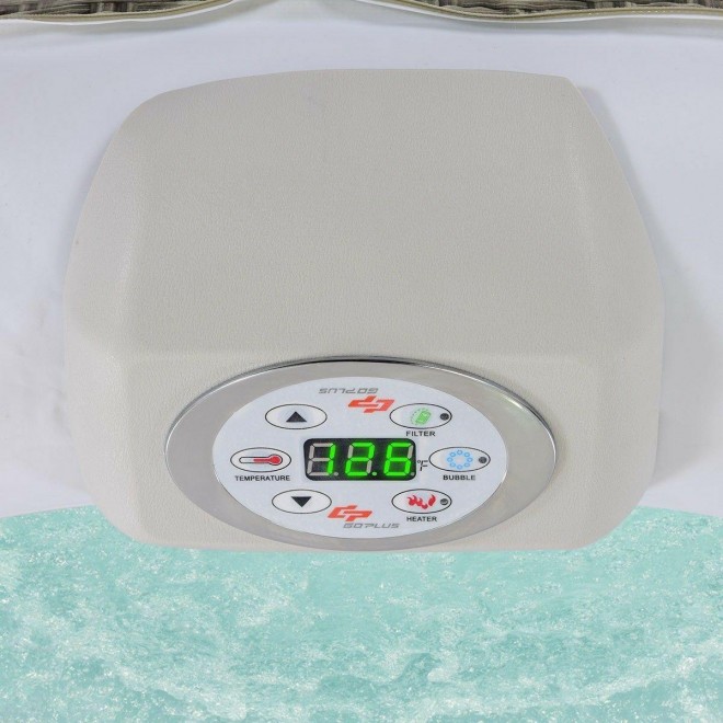 4 Person 210 Gallon 130 AirJet Indoor Outdoor Portable Heated Bubble Massage Spa