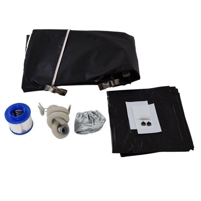 4 Person 210 Gallon 130 AirJet Indoor Outdoor Portable Heated Bubble Massage Spa