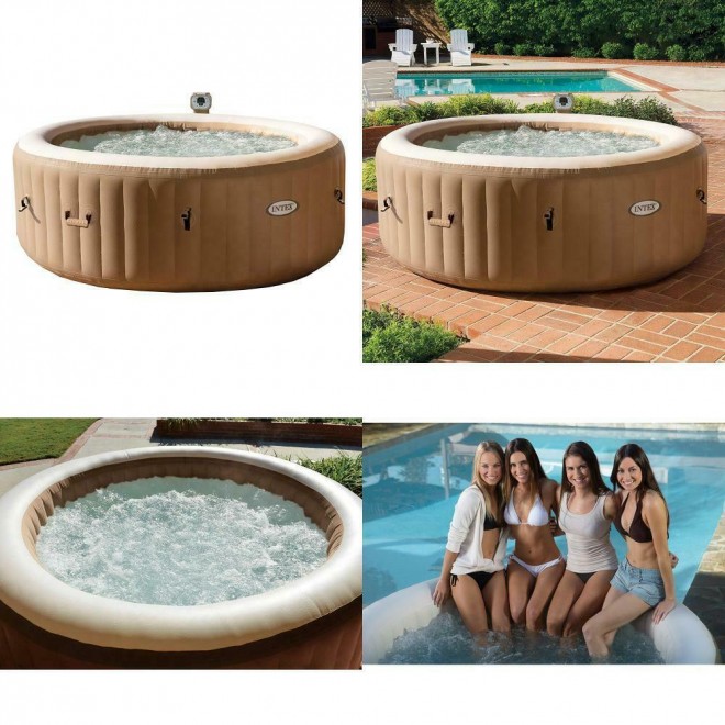 Intex 28403E Round Portable Inflatable Hot Tub Spa Set