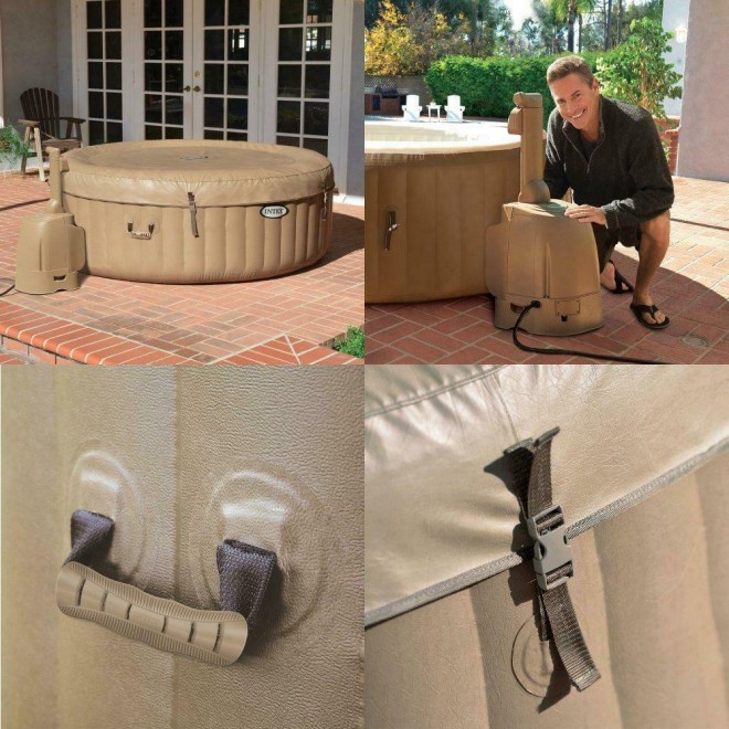 Intex 28403E Round Portable Inflatable Hot Tub Spa Set