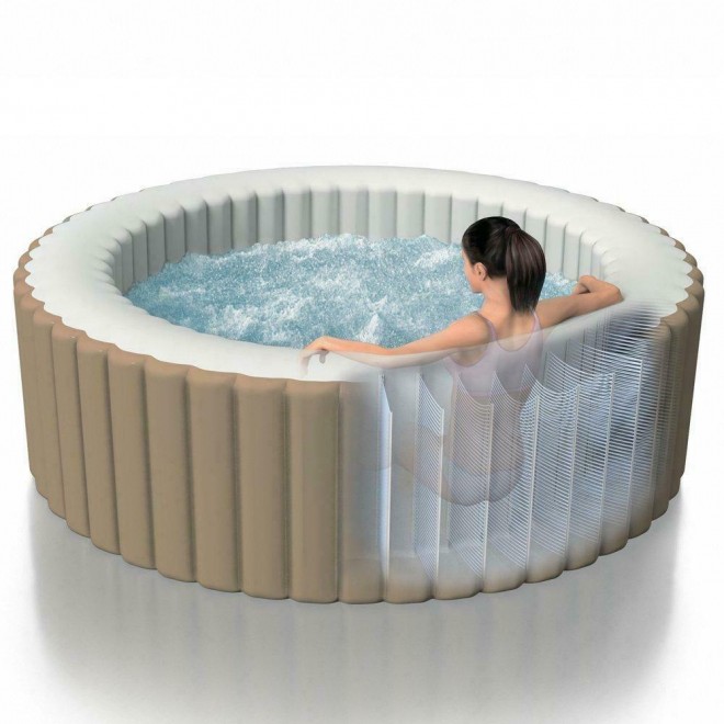 Intex 28403E Round Portable Inflatable Hot Tub Spa Set