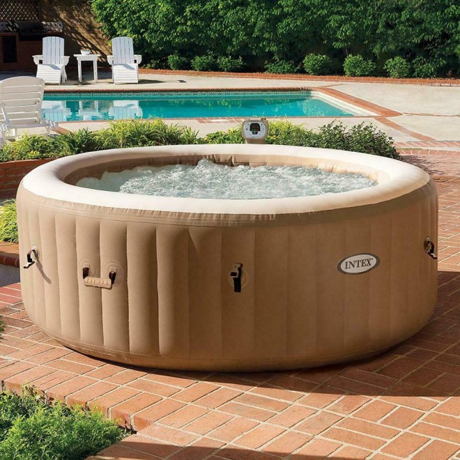 Intex 28403E Round Portable Inflatable Hot Tub Spa Set