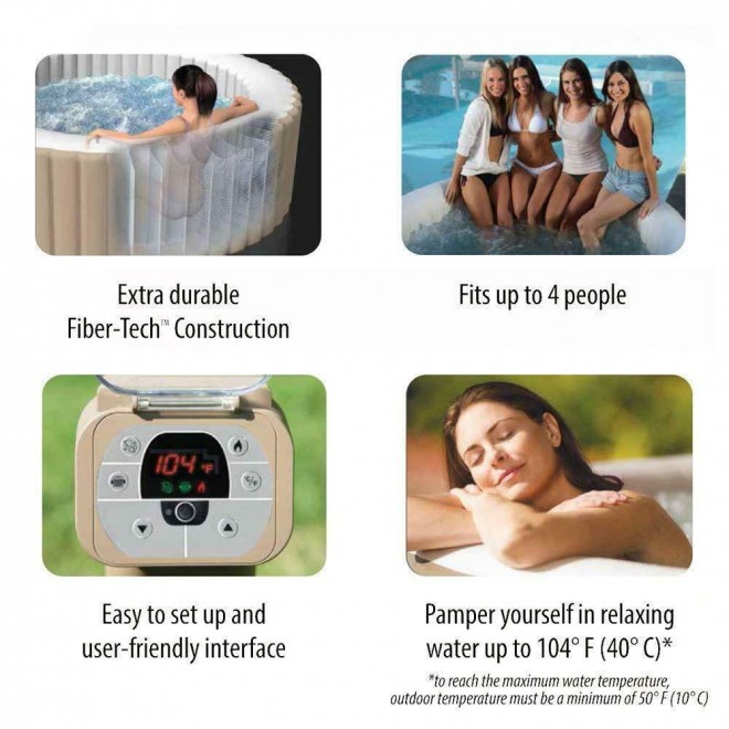 Intex 28403E Round Portable Inflatable Hot Tub Spa Set