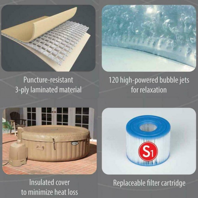 Intex 28403E Round Portable Inflatable Hot Tub Spa Set