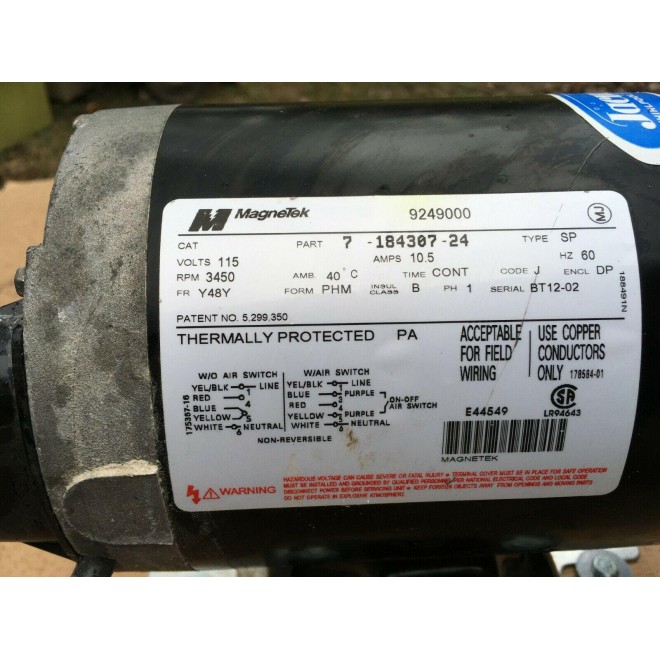 MAGNETEK JACUZZI MOTOR PUMP 9249000  FOR HOTUB GUARANTEED