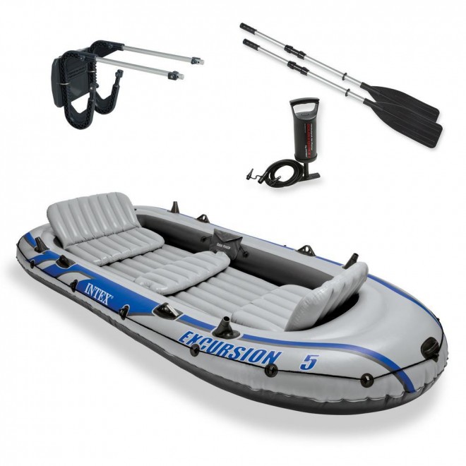 Excursion 5 Inflatable Rafting and Fishing Boat with Oars Plus Motor Mount