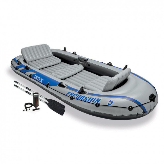 Excursion 5 Inflatable Rafting and Fishing Boat with Oars Plus Motor Mount