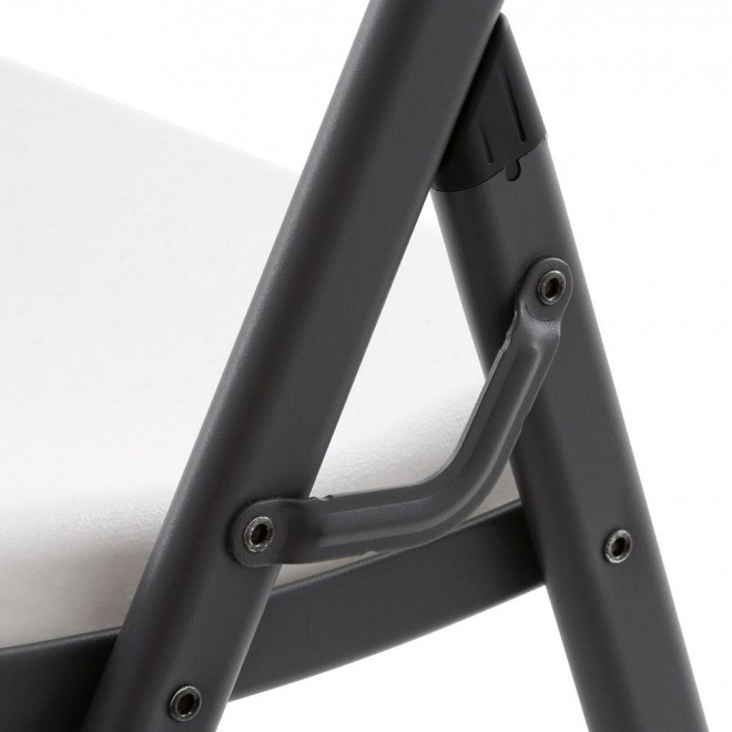 6 ft. White Granite Stacking Table and Chair Combo (8-Pack)