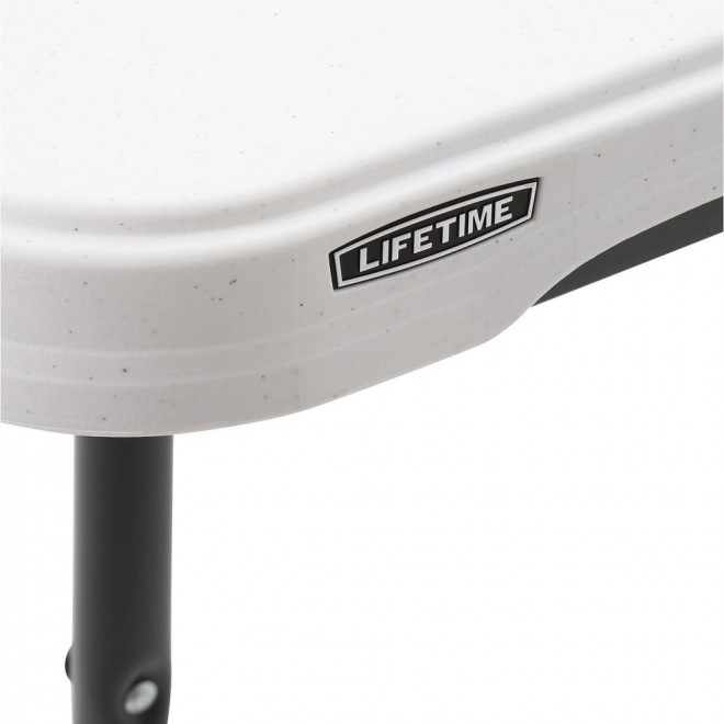 6 ft. White Granite Stacking Table and Chair Combo (8-Pack)