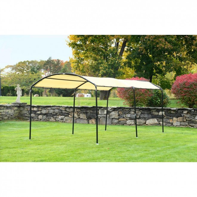 10 ft. W x 18 ft. D Monarc Canopy with 2 in. Black Steel Frame and 100% Waterproof, UV-Resistant Sandstone Cover