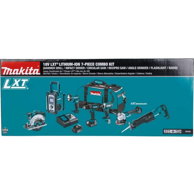 Makita XT704 18V LXT Lithium-Ion Cordless 7-PC. Combo Kit (3.0Ah)