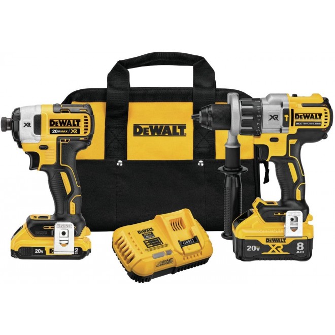 DEWALT 20V MAX XR Cordless Drill Combo Kit, Hammer Drill & Impact Driver, Power Detect Technology (DCK299D1W1)