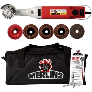 King Arthur's Tools MERLIN2 Variable Speed, Mini Angle Grinder Universal Carving Set with Six 2