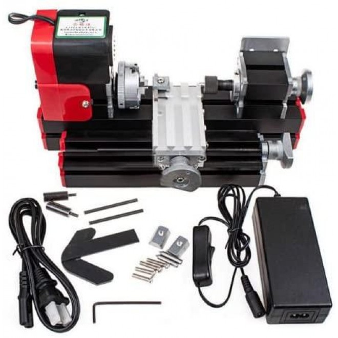 DC 12V 24W DIY Tool CNC Metal Motorized Mini Lathe Machine 20000rev/min