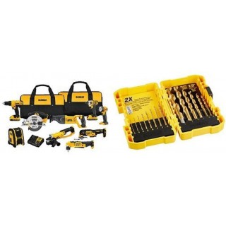 DEWALT DCK940D2 20V MAX Lithium Ion 9-Tool Combo Kit with Titanium Speed Tip Drill Bit Set