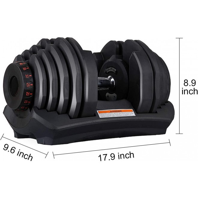 Adjustable Dumbbell 10 to 90 lbs -Core Fitness Dial Dumbbell 17 Weights Adjustment with Handle and Weight Plate Set for Home Gym