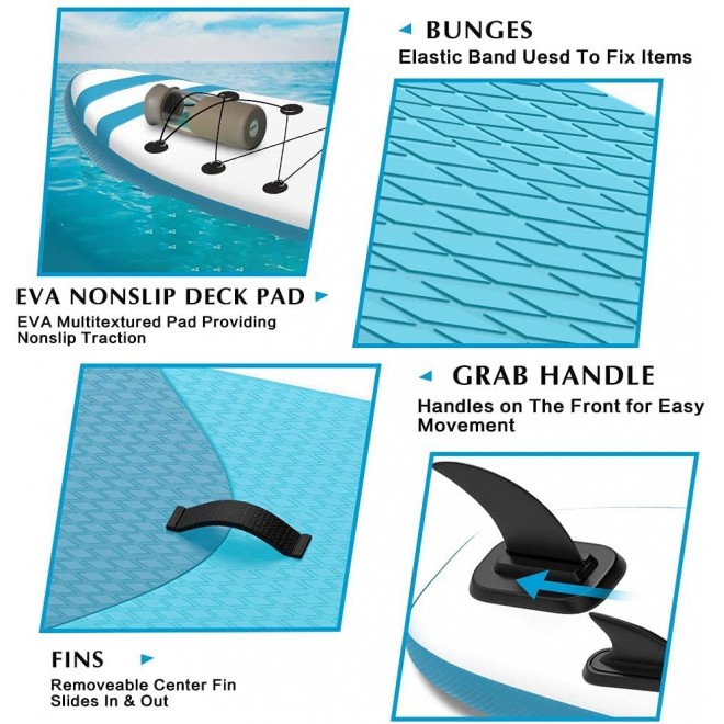 LEADNOVO Inflatable Stand Up Paddle Board 10.5' with Premium SUP Accessories, Floating Paddle, Hand Pump, Board Carrier, Drop Stitch, Traveling Board for Surfing