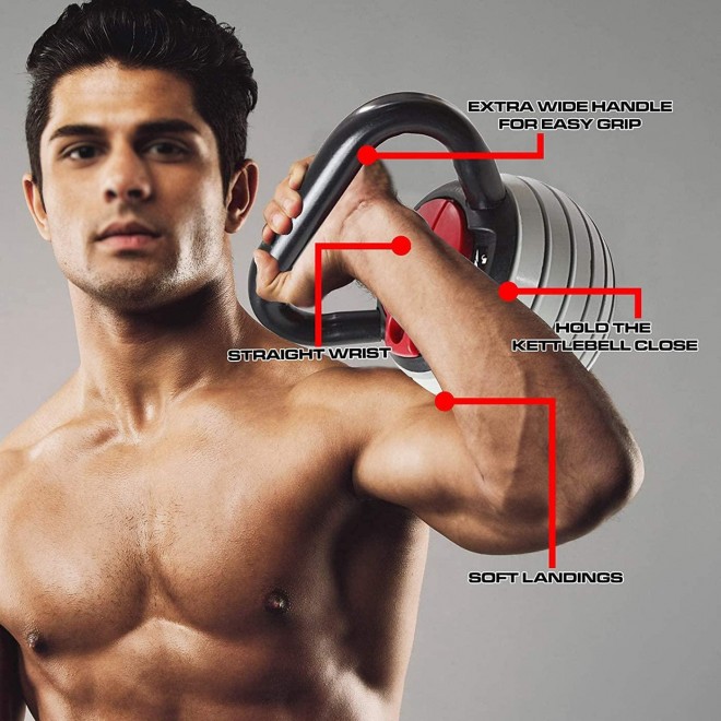 HYBB Adjustable Weight Kettlebell, New cast Iron Kettlebells, 40Lb Men and Women can be Adjusted Kettlebells, Home Gym Muscles Advanced Fitness Equipment,Beige