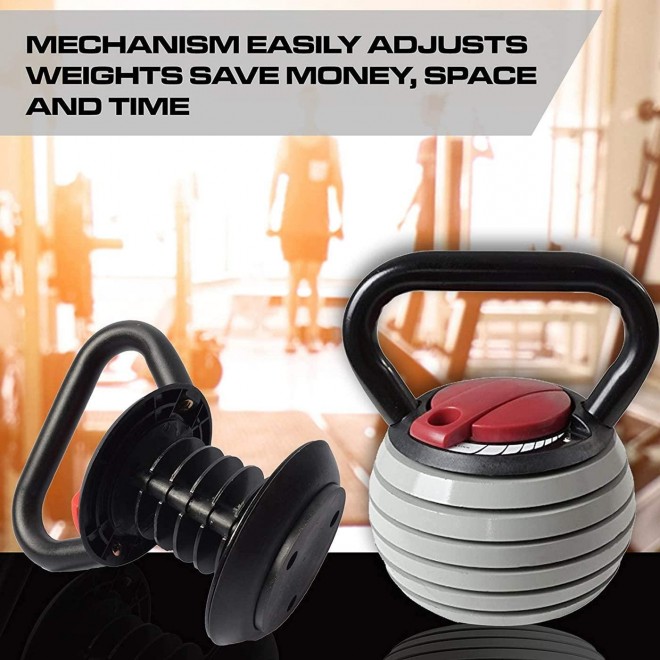 HYBB Adjustable Weight Kettlebell, New cast Iron Kettlebells, 40Lb Men and Women can be Adjusted Kettlebells, Home Gym Muscles Advanced Fitness Equipment,Beige